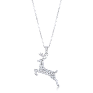 .35 ct CZ Reindeer Pave Holiday Pendant